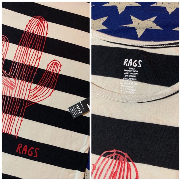 NWT 11/12 Rags to Raches Black & White stripe Tee - Picture 3 of 3